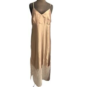 Vintage America Satin Slip Maxi Dress in Champagne and Ivory